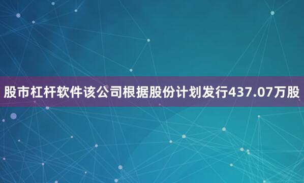 股市杠杆软件该公司根据股份计划发行437.07万股